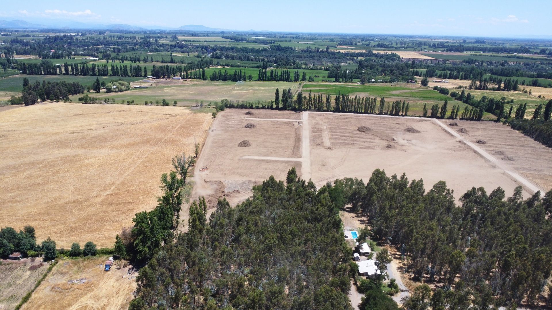 Vista aérea del loteo San Luis de Molina con sus parcelas trazadas